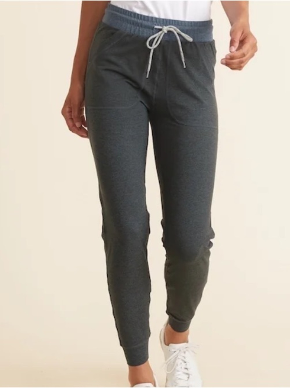 Marine Layer Jogger Pants Women M Gray Lightweight Elastic Waist Pockets Stretch